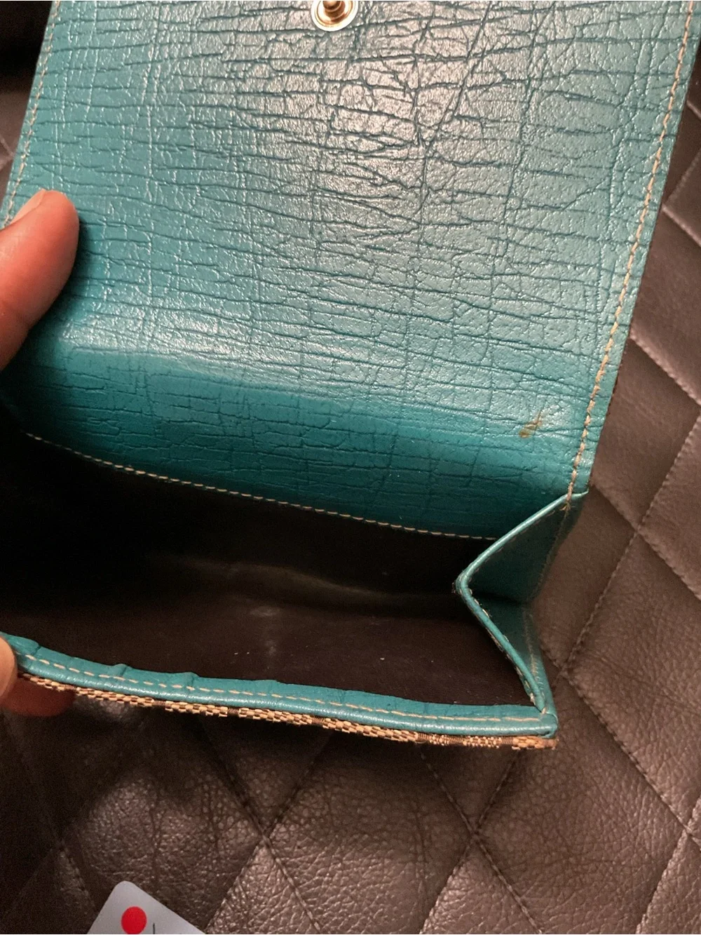 Gucci Horsebit GG CANVAS wallet beige teal gold - Picture 5 of 8